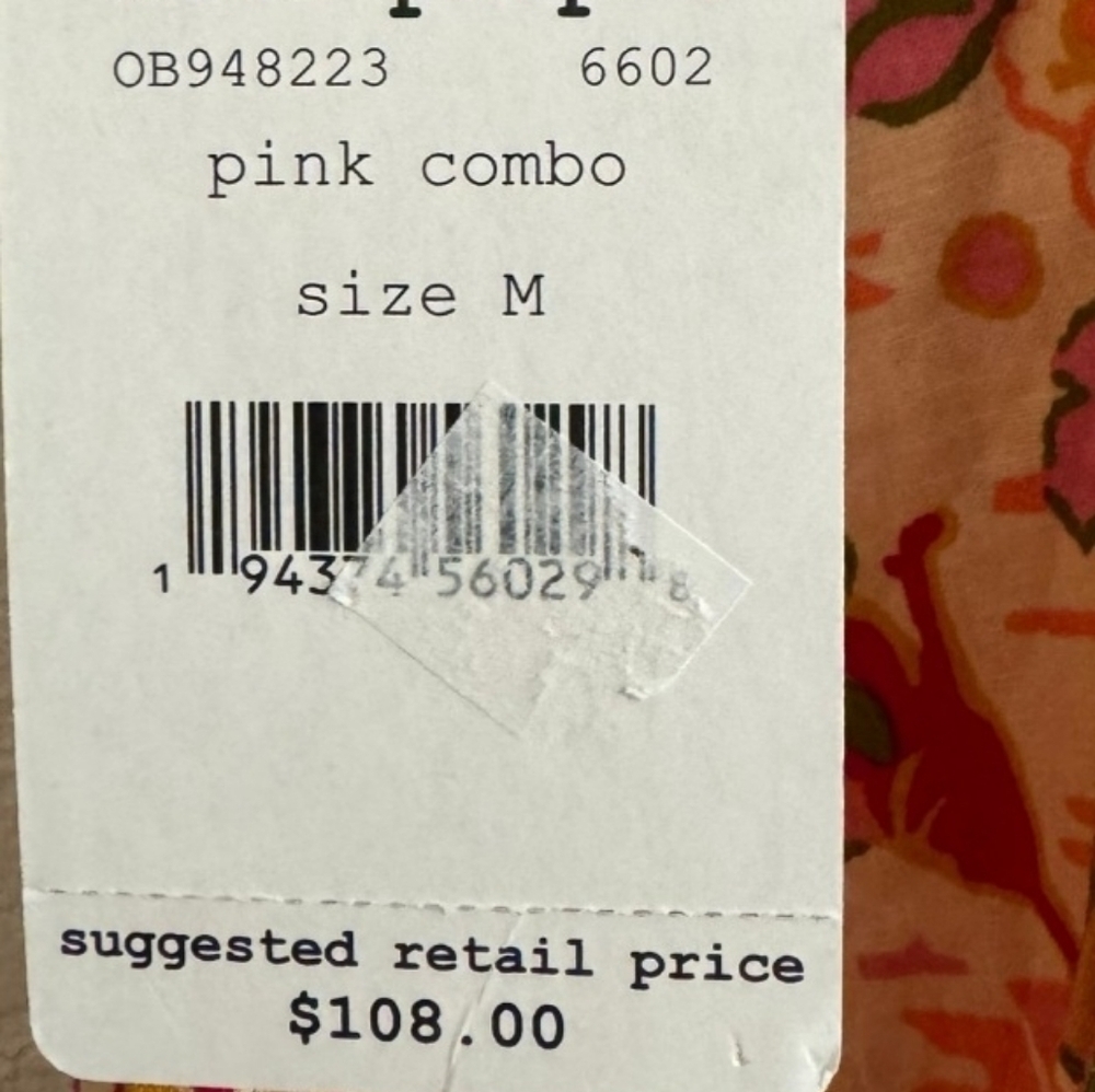 Free People Summer in Tulum Tunic Dress M Pink Combo Ruffle Tie Back - NWT - Picture 8 of 12